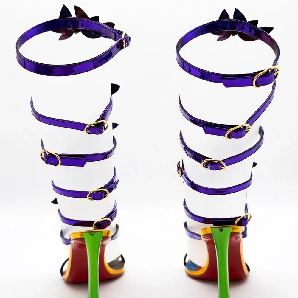 Christian Louboutin Marvel Sea Warrior Gladiator Knee High Sandal Metallic EU 39